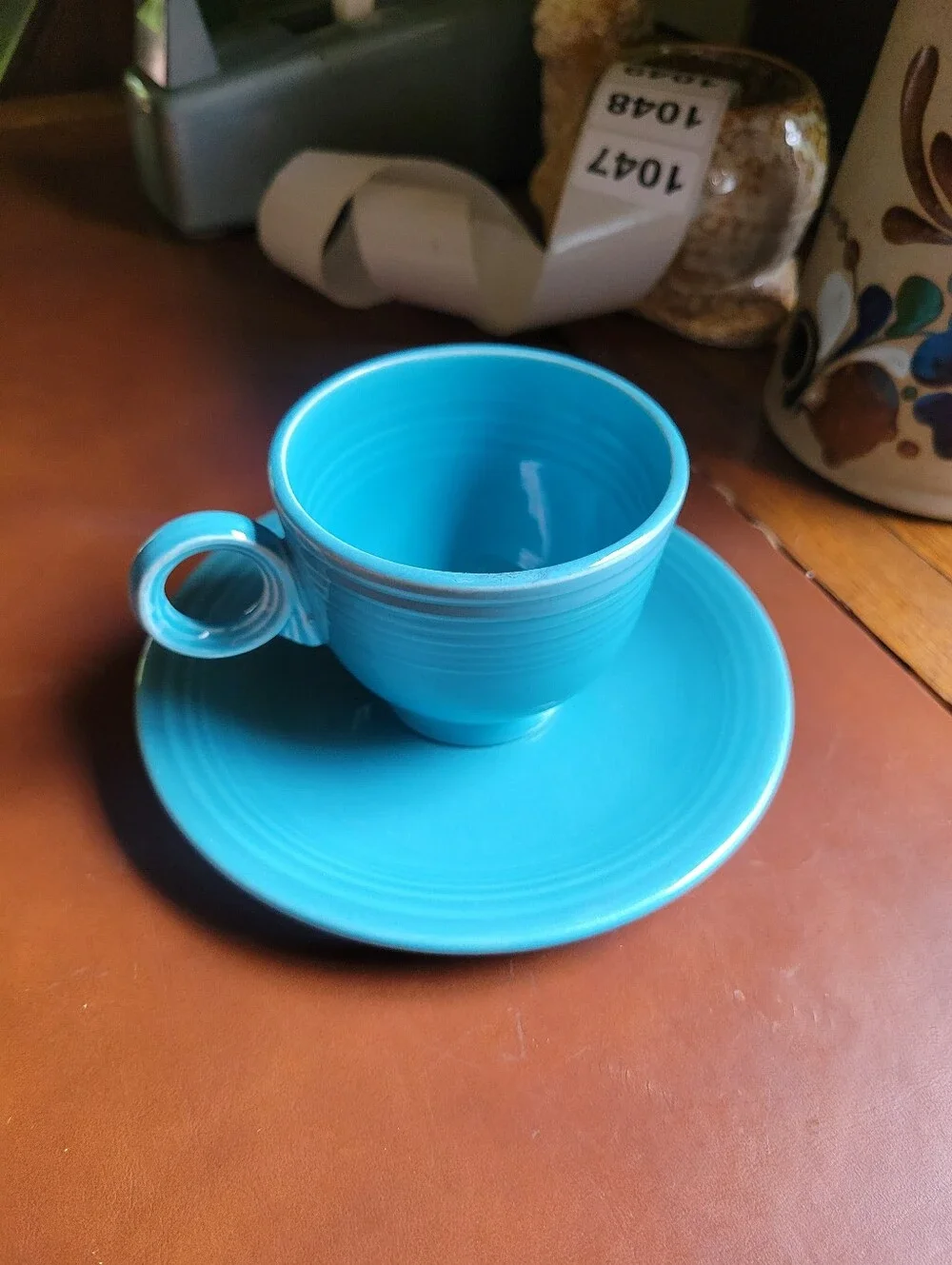 Fiestaware MCM Colorful Dinnerware Cup and Saucer Set Turquoise Or Light Blue